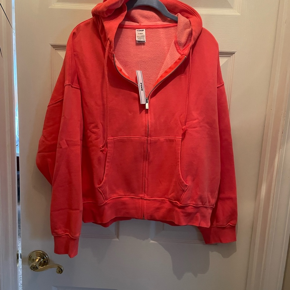 PINK Victoria's Secret Coral Zip-Up Hoodie - Picture 6 of 16